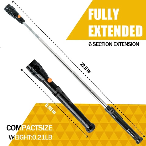 Magnetic Pickup Tool With LED Lights Telescoping Magnet Flashlight For Hard To Reach Places A Handy Gadget That Makes A Sick Gift For Dads Husbands Boyfriends And DIY Guys LOCONHA Great Gift For Christmas And Birthday fully extended 22.6 inch and compact size 6.95 inch with weight 0.21 lb