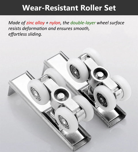 Beefy Heavy Duty Aluminum Sliding Door Track Kit For Two Door Systems With Dual Wheel Barn Door Hardware Set in silver finish