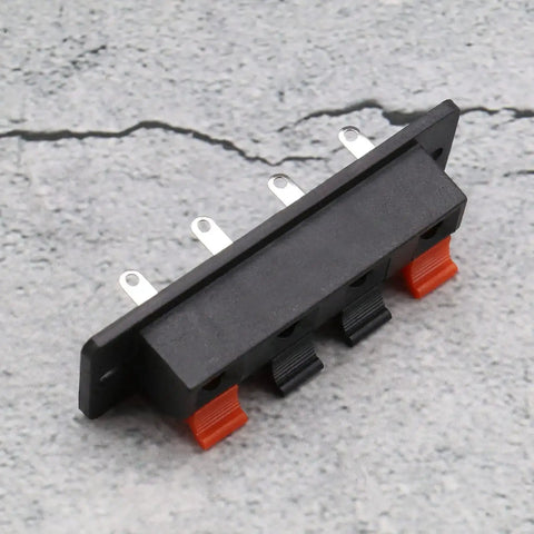 10 Pack 4 Pin Speaker Terminal Blocks With Spring Clips For DIY Audio, Push release, 4-position layout, black base