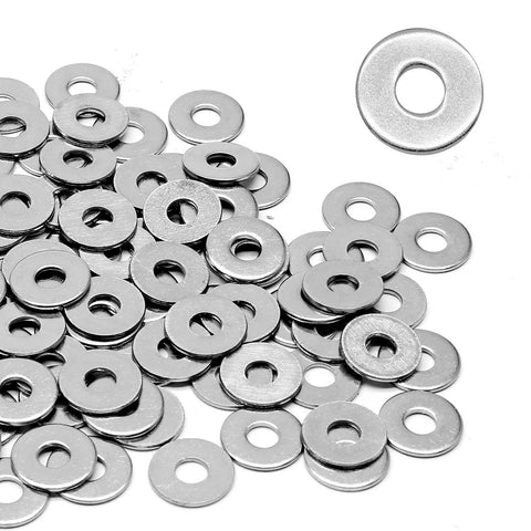 M4 stainless flat washers, 100 pcs, 1/2 in (12 mm) OD, 1 mm thick