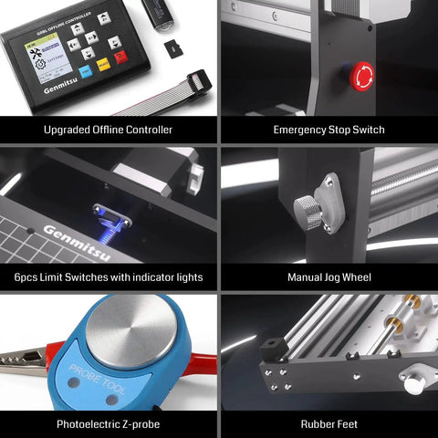 Pro Desktop CNC Router Kit With Offline Controller For Metal Wood Acrylic PCB Genmitsu 3020 PRO MAX V2 components overview