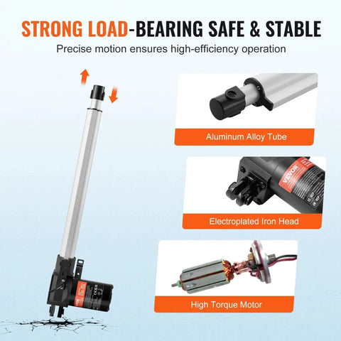 12V 14-inch linear actuator with aluminum alloy tube, electroplated iron head, high-torque motor, mounted with bracket