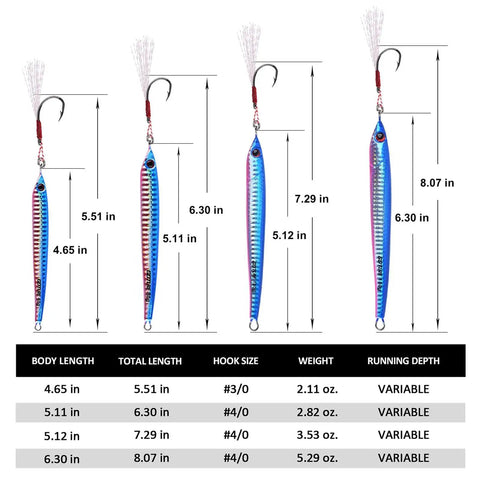 Four High Strength Vertical Saltwater Jigging Jigs 60 To 150g Glow With Assist Hook Fast Fall Lead Lures
