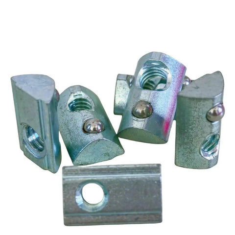 Durable 1045 Steel Ball Spring T Nut Roll In With Zinc Finish For One Quarter Twenty Thread, fits Fifteen and Forty Series, pack of 20.