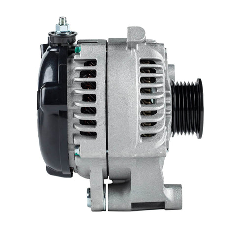 Side view of Beefed Up 150 Amp CCW Alternator For Jeep Wrangler 3.6L V6 2012 2018 JK Replacement with 6 Groove Pulley