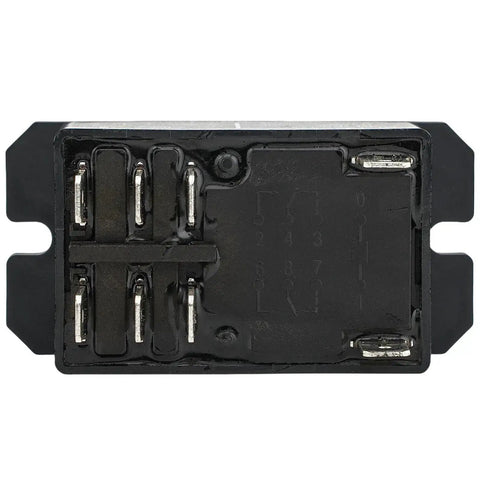 Bottom view of 24V DC DPDT Power Relay with 8 pin quick connect, top sealed, 30A rating for industrial equipment control.