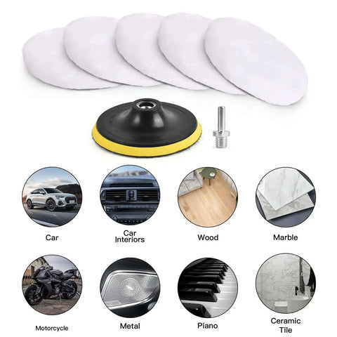 7 Pcs Pro Grade Wool Buffing Pads For Car Polisher, 3 Inch 80 mm Soft Wool Polishing Pads With M10 Drill Adapter in set