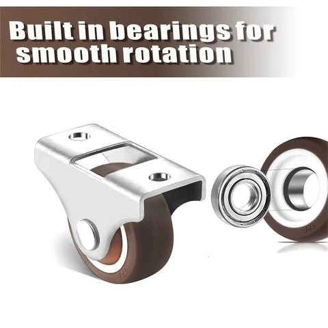 Fixed Caster Wheels Set 4 Pack 1.5 Inch Non Swivel Top Plate Rubber Casters with built-in bearings for small furniture and equipment
