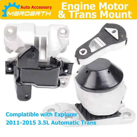 Set Of 3 Engine Motor And Transmission Mount Replacement For Explorer 2011 2015 3.5L Naturally Aspirated Engine With Automatic Transmission Without Turbo Durable Direct Fit Replacement Mounts For Smooth Vibration Control And Quiet Ride