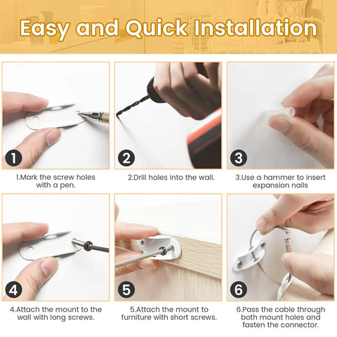 Keep Kids And Pets Safe With This 10 Pack Of Furniture Anchors Heavy Duty Anti Tip Straps That Secure Heavy Furniture Up To 400 Lbs White Metal Earthquake Straps For Baby Proofing And Home Safety easy installation steps diagram