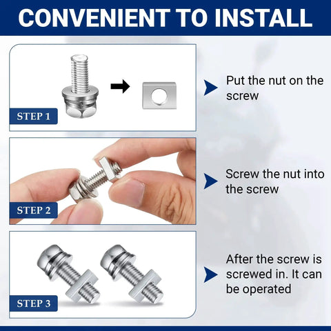 Installation steps for 56 Piece Pro Grade Stainless Steel Motorcycle Battery Terminal Nuts And Bolts Kit For ATV Bike And Scooter