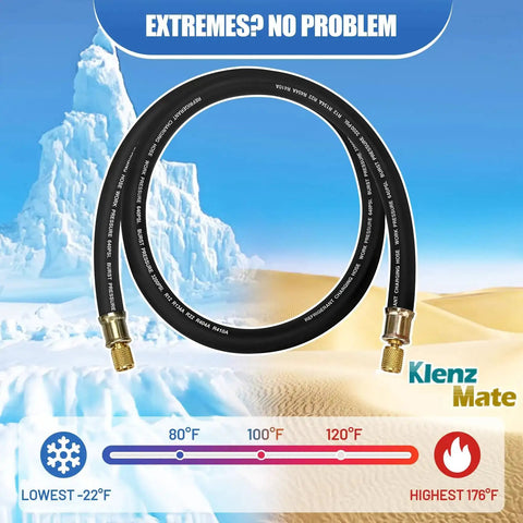 Pro Grade 5 Foot 1/2 Inch HVAC Vacuum Hose With 3/8 To 3/8 Female Flare Fittings for Refrigerant Recovery, extreme temperature range.