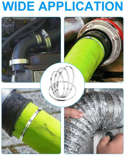 Six Pack Four Inch Stainless Steel Hose Clamps Adjustable Worm Gear Clamps For Pipe Fuel Line Intercooler Tube And Automotive Plumbing