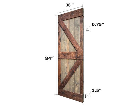 36In By 84In Solid Wood Interior Sliding Barn Door Slab In Brown Walnut Finish For Easy DIY Install, side view.