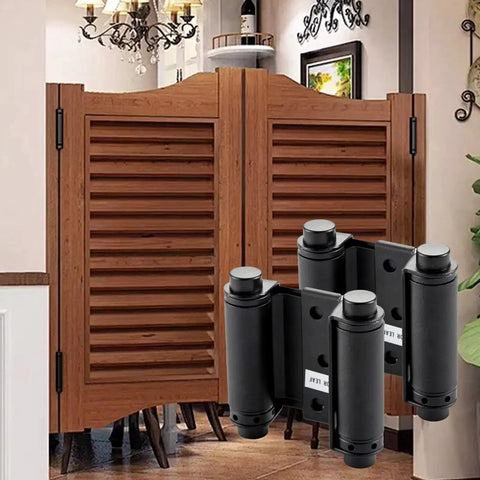 3 Inch Double Action Self Closing Door Hinge Set For Saloon Bar Pub Doors Matte Black 2 Pack Heavy Duty Steel Construction