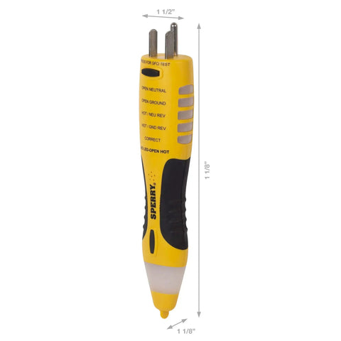 Two In One Non Contact Voltage Detector And GFCI Outlet Circuit Analyzer With 360 Degree Visual And Audible Alerts, yellow body