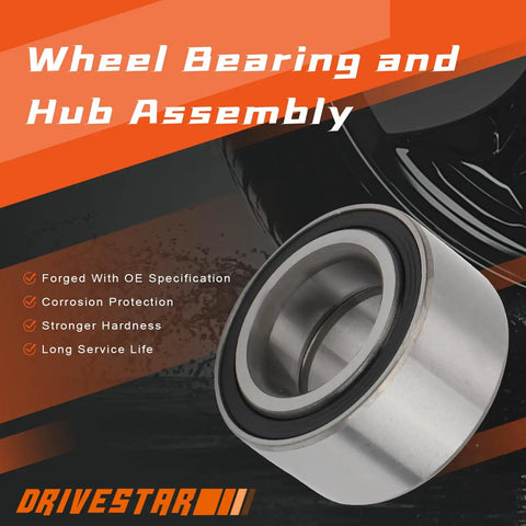 Front Wheel Bearing Set Left And Right With ABS For Ford C Max 2013 2018 Escape 2013 2019 Focus 2012 2018 Transit Connect 2014 2023 And Lincoln MKC 2015 2019 Plug And Play Easy Install Durable Replacement shown on a promotional image with text.