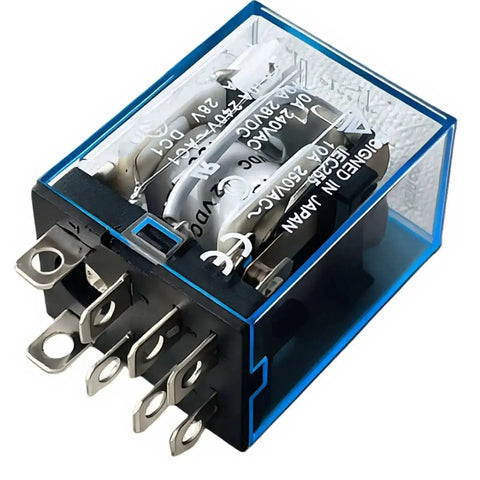 12V DC DPDT Power Relay With LED Indicator Beefy 10A At 250VAC Or 30VDC 8 Pin Plug In Base Form C Contacts Ice Cube Housing