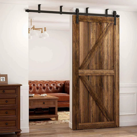 Ceiling Mount Sliding Barn Door Hardware Kit For 24 Inch Wide Wood Door With Low Ceiling Design 4 Foot Track System L Shape Brackets