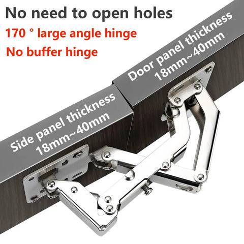 Big Angle Cabinet Door Hinges Set, 2 Pack Hidden Frameless Hinges With Fixing Screws, Adjustable 130 To 170 Degree, 170 Degree Maximum