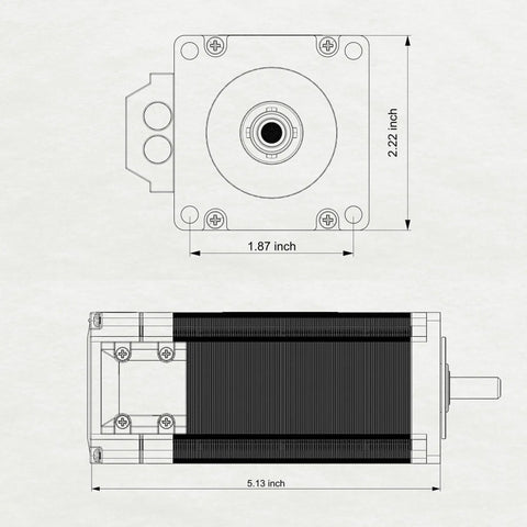 Technical drawing of Closed Loop Stepper Motor Kit 428OzIn 3Nm Nema23 57HSZ3N dimensions and design features