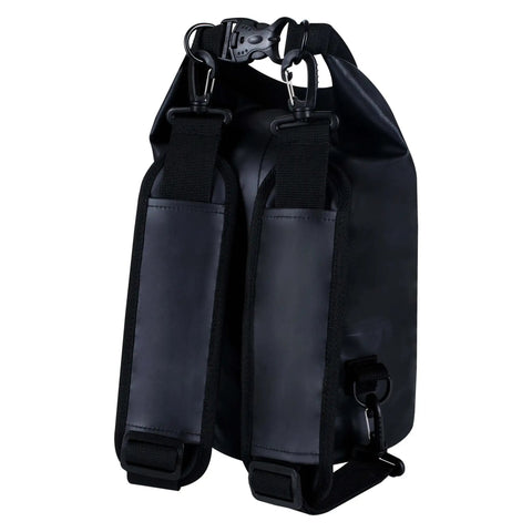 Back view of Go-To Premium Waterproof Dry Bag Backpack For Kayaking And Outdoor Adventures showing straps and double-lock opening