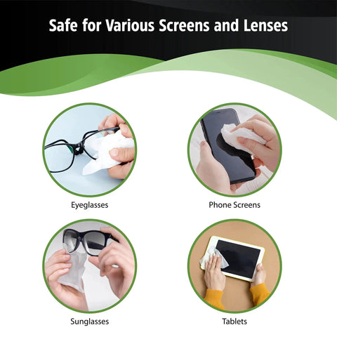 Pre-Moistened Lens Wipes For Glasses And Screens 100 Count Individually Wrapped cleaning glasses, phone, sunglasses, tablet