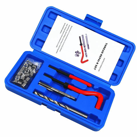 Gearhead Grade 25 Piece M8 x 1.0mm Thread Repair Kit Insertion Set For Car Repairs, Engine Work, And General Maintenance in blue case
