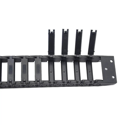 Open Type Drag Chain Cable Carrier 10x30mm, 1 Meter Length, Black Plastic, R18 With End Connectors for CNC and 3D Printers