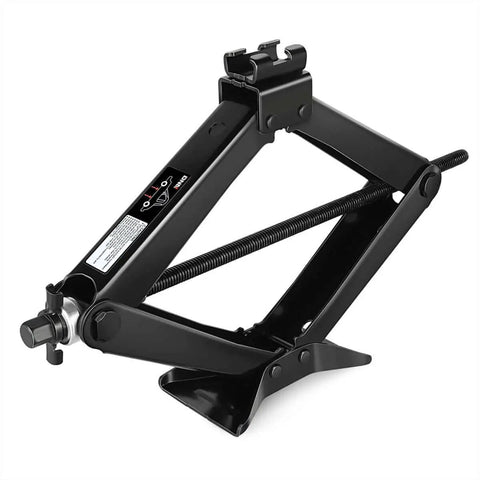 2 Ton Car Scissor Jack With Labor Saving Ratchet Wrench For Most Cars, Adjustable Lift From 3.85 To 17.4 Inches, black metal