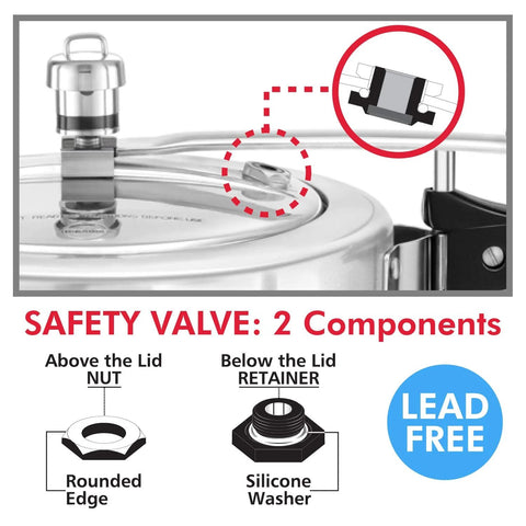 Hawkins B1010 3-piece pressure cooker safety valve set; stainless steel nut, retainer, and silicone washer