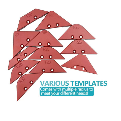 Heavy Duty Aluminum Router Jig Set For Table Edge Corner Trimming, 13 Piece Template Kit With Radius Templates From R5 to R40
