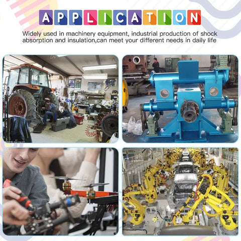 Glarks 280Pcs fasteners kit collage; industrial factory scenes with machines and robotics.