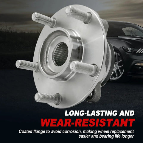 Pair 513298 Front Wheel Bearing Hub Assembly For Multiple 5 Lug Vehicles With ABS Fits Rogue 2008-2013 Rogue Select 2014-2015 Sentra 2007-2012 Plug-And-Play Direct Replacement Highly Durable And Easy Install side view