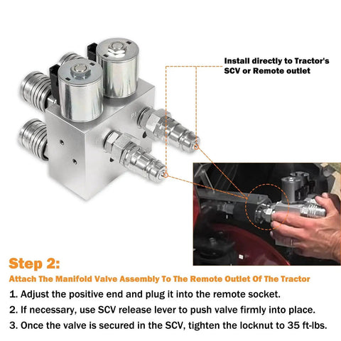 Hydraulic Multiplier Kit installation on tractor SCV remote outlet.