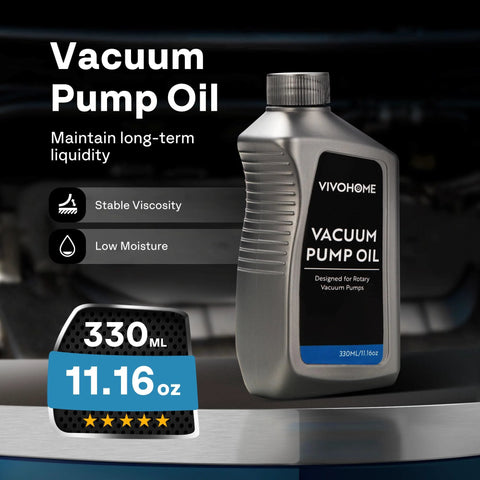 VIVOHOME vacuum pump oil bottle, 330 ml (11.16 oz), gray plastic container with black label for rotary vacuum pumps (HVAC)