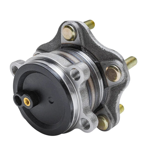 Side view of a Pair Rear Wheel Bearing And Hub Assembly For Mazda 3 2014 2015 2016 2017 2018 3 Sport Mexico Built Models 5 Lug With ABS Sensor Cap Flange Rear Left And Right showing 5-lug configuration and ABS sensor cap.