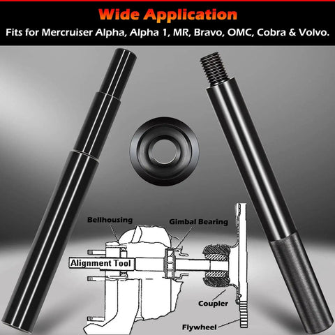 Gimbal Bearing Alignment And Install Kit For Heavy Duty Engine Alignment Tools Set Supports Precise Shaft Alignment Fits Mercruiser Alpha One Bravo Volvo OMC Cobra MR Drives And Seals image showing parts and diagram.