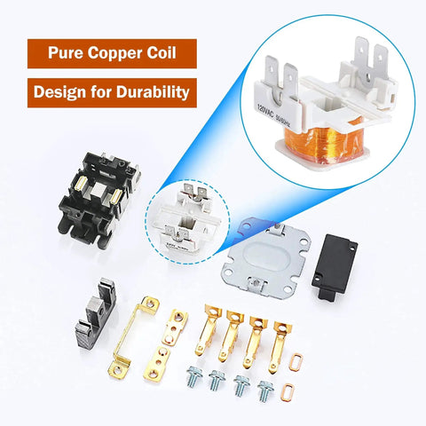 Two Pack HVAC Motor Contactor 120V 30A 2 Pole Replacement Relays Compatible With C230B components including copper coil