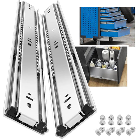 Heavy Duty Drawer Slides 20 Inch Full Extension Ball Bearing Rails Side Mount Cabinet Glides 150 lb Load Capacity