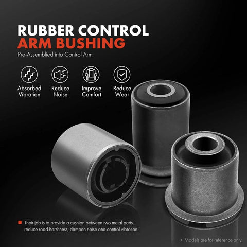 Rubber control arm bushings for absorbing vibration, part of Beefed-Up Front Upper Control Arm Set for Accord TSX TL.