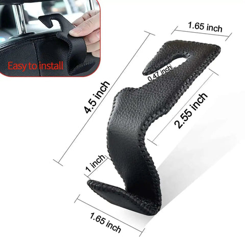 Universal Back Seat Headrest Hooks For Purses Bags Groceries Cloth And Drinks And More Microfiber Leather And Stainless Steel