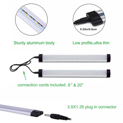 Plug And Play Dimmable Under Cabinet LED Light Bar Kit With Rotary Dimmer Switch, linkable 3 panel 9W, aluminum body and connectors
