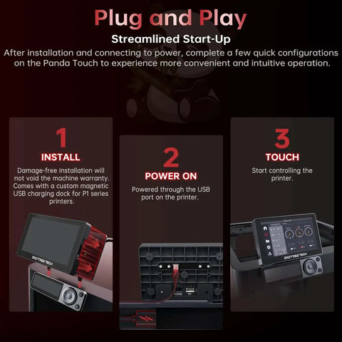 Panda Touch Upgrade Touch Screen Kit setup guide for Bambu Lab P1P P1S X1C X1E A1 Mini 3D Printers with remote control instructions