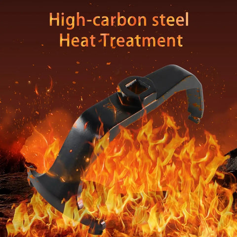 Half Inch Drive Fuel Tank Lock Ring Tool For Fuel Pump Sender Removal And Install, Beefy Pro Grade High Carbon Steel in flames.