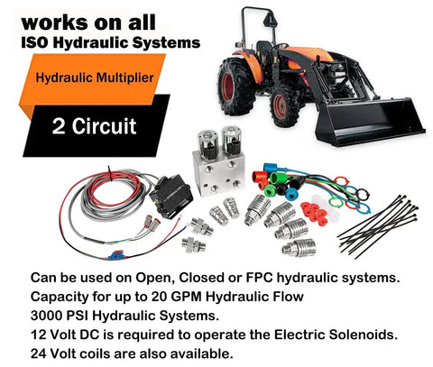 Hydraulic Multiplier Kit For Tractors With SCV Splitter Valve Two Circuit System for John Deere and Kubota ISO systems