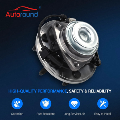 2WD Front Wheel Bearing And Hub Assembly Set Of 2 Fits 2000-2008 Chevy Tahoe Suburban Avalanche Express 1500 2500 Cadillac Escalade GMC Yukon XL Savana With 6 Lug And ABS