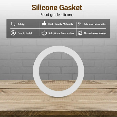 Food Grade Silicone Gasket Replacement Ring For Aluminum Stovetop Coffee Makers 3 Cup And 4 Cup Pots on wooden surface