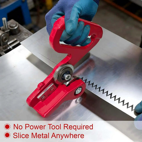Heavy Duty Manual Sheet Metal Cutter With Replaceable Cr12 Wheels cutting aluminum sheet in workshop
