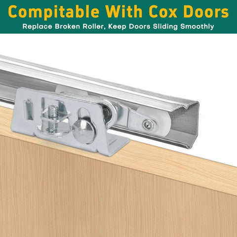 Twin Pocket Door Roller Set With Top Mount Rollers 7/8 Inch Wheels Alloy Steel Construction Heavy Duty Durable